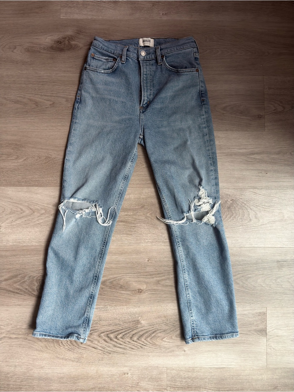 AGOLDE Riley High Rise Straight Jeans 26 Distressed 26” Inseam